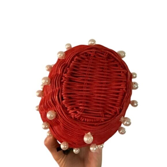 Kate Spade Target Strawberry Basket Purse Red Faux Pearl Bucket Bag Handbag NWT - Picture 10 of 12